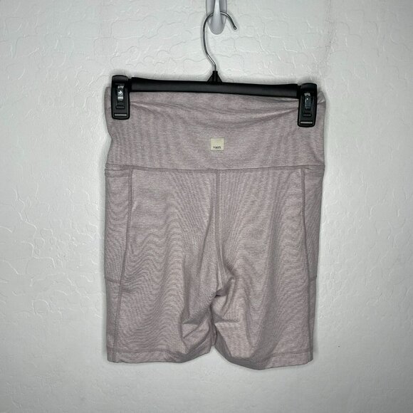 Vuori Pink White Stripe Rhythm Pocket Biker Shorts - Picture 4 of 9